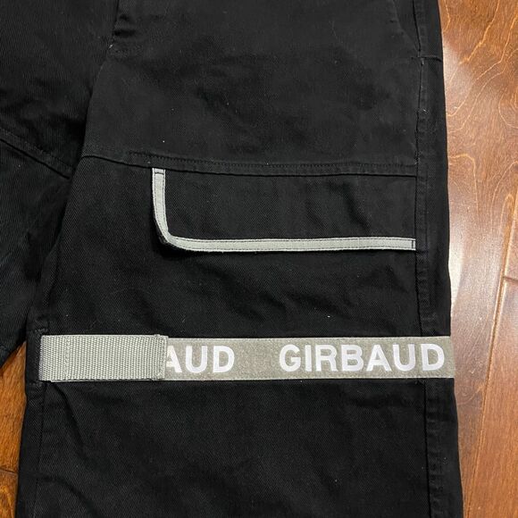 Marithe Francois Girbaud Vintage Strap Black Grey Jorts Denim Shorts Mens 34 - Picture 2 of 9